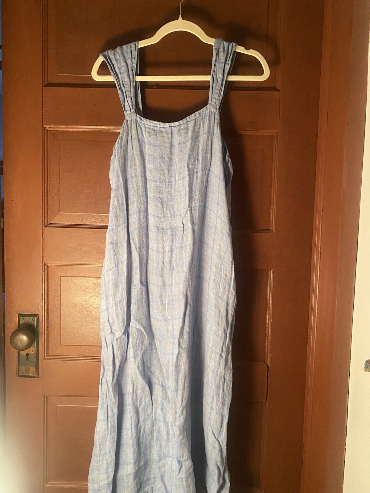 CP Shades Linen Angie Dress Size Medium Blue Sleeveless Pockets