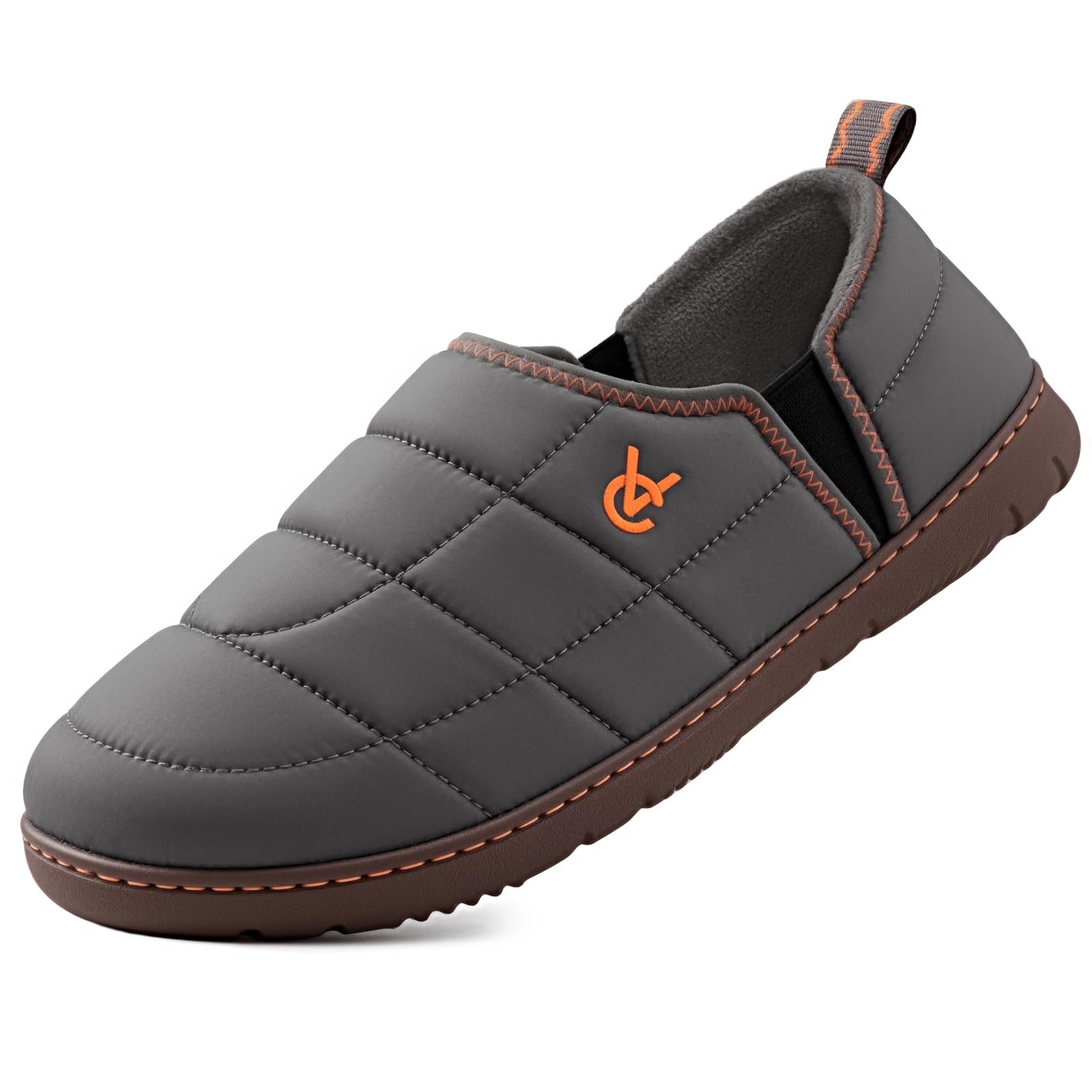 Men’s Quilted Slippers House Shoes with Elastic Gore Anti Skid Outsole for In…