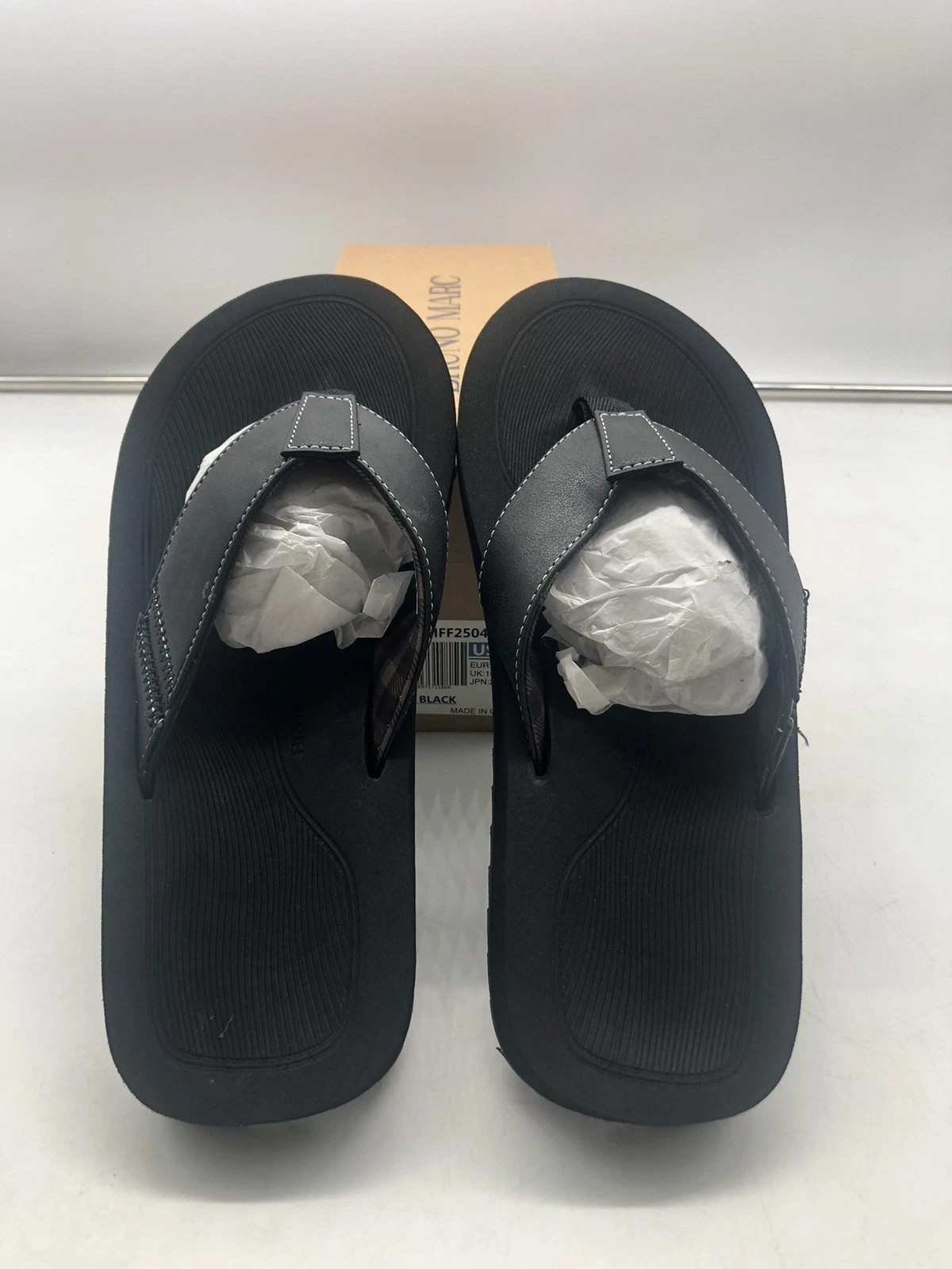 New In Box- Bruno Marc Men’s Beach Flip Flops Thong Sandals SZ 13 Black