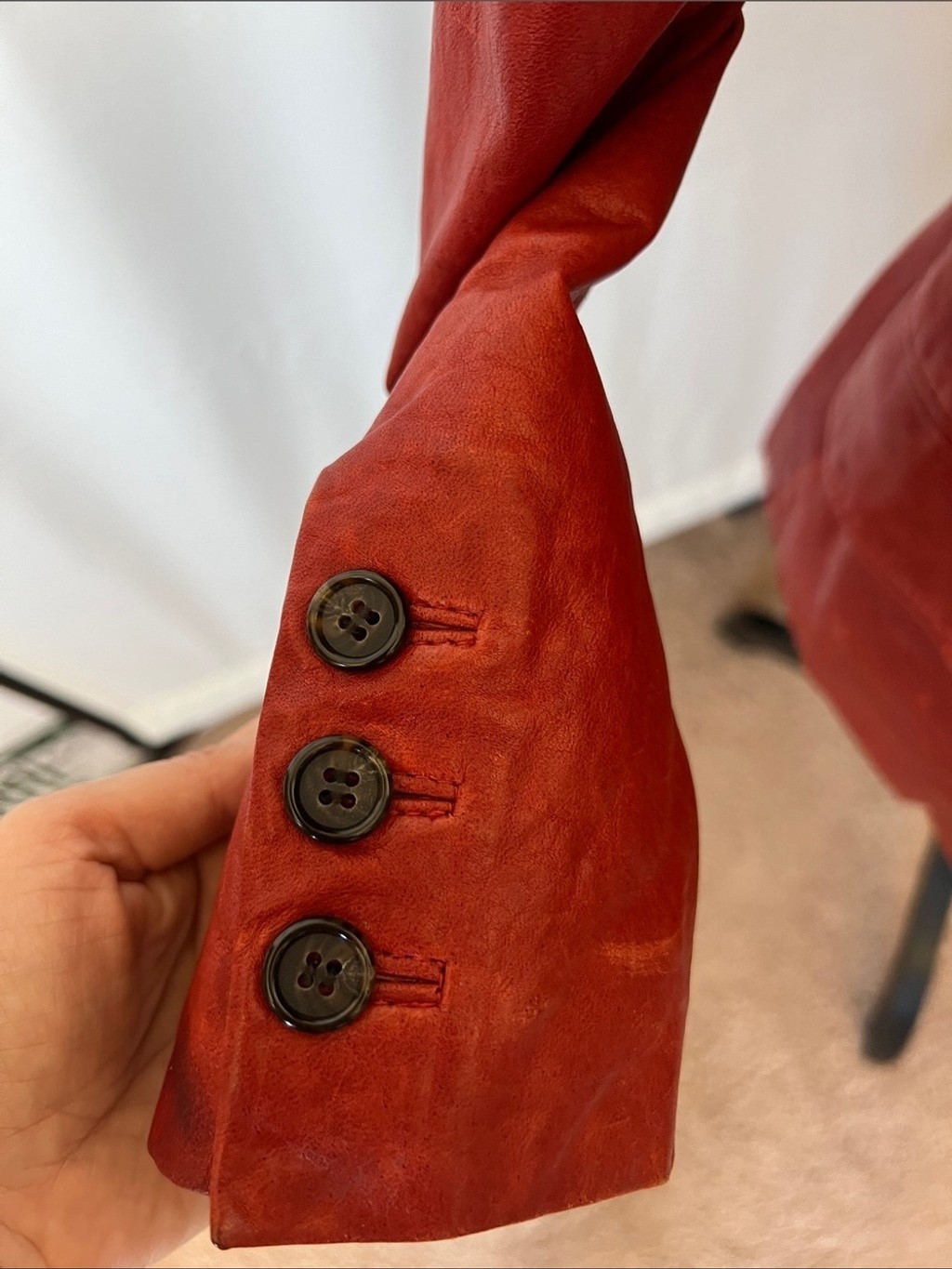 Elizabeth and James Red Leather Blazer Jacket