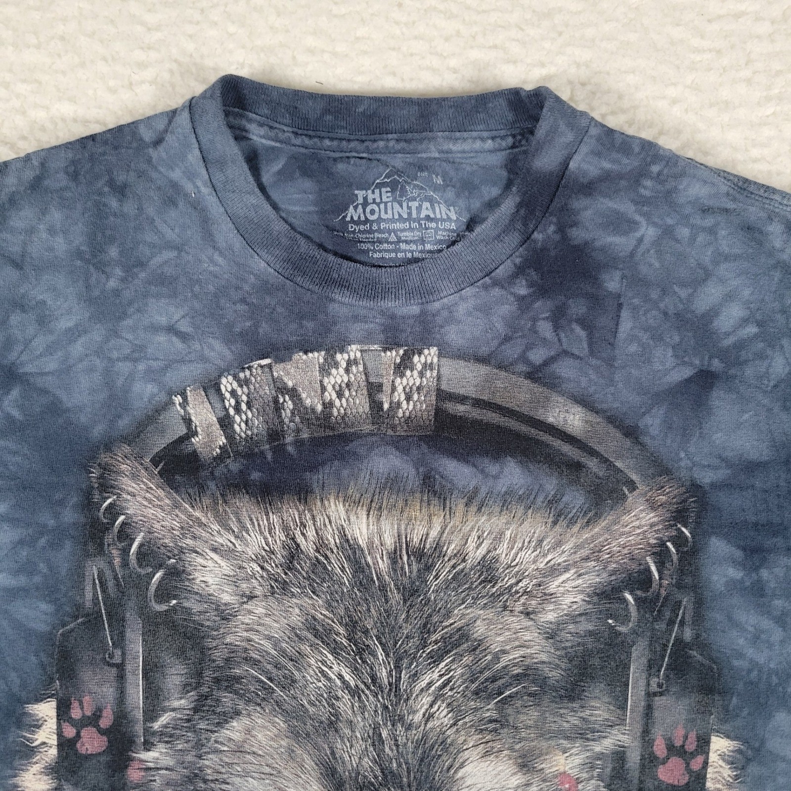 The Mountain Long Sleeve T-Shirt Mens Medium Blue Wolf Graphic David Penfound