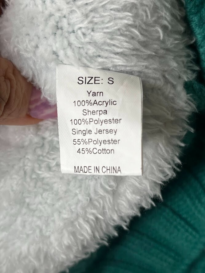 Hooded Cardigan Button Up Cable Knit Sweater Coat size Small Turquoise Sharpa