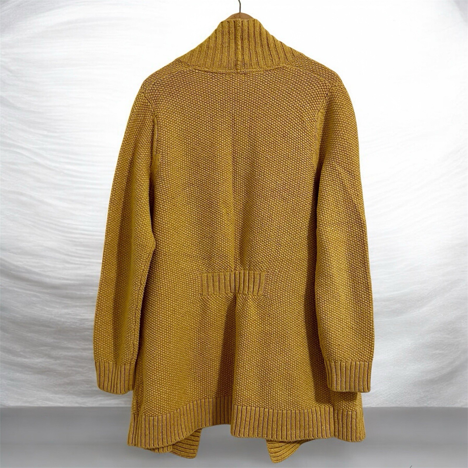 LL Bean Open Cardigan Shawl Collar Textured Chunky Knit Women’s Size Large