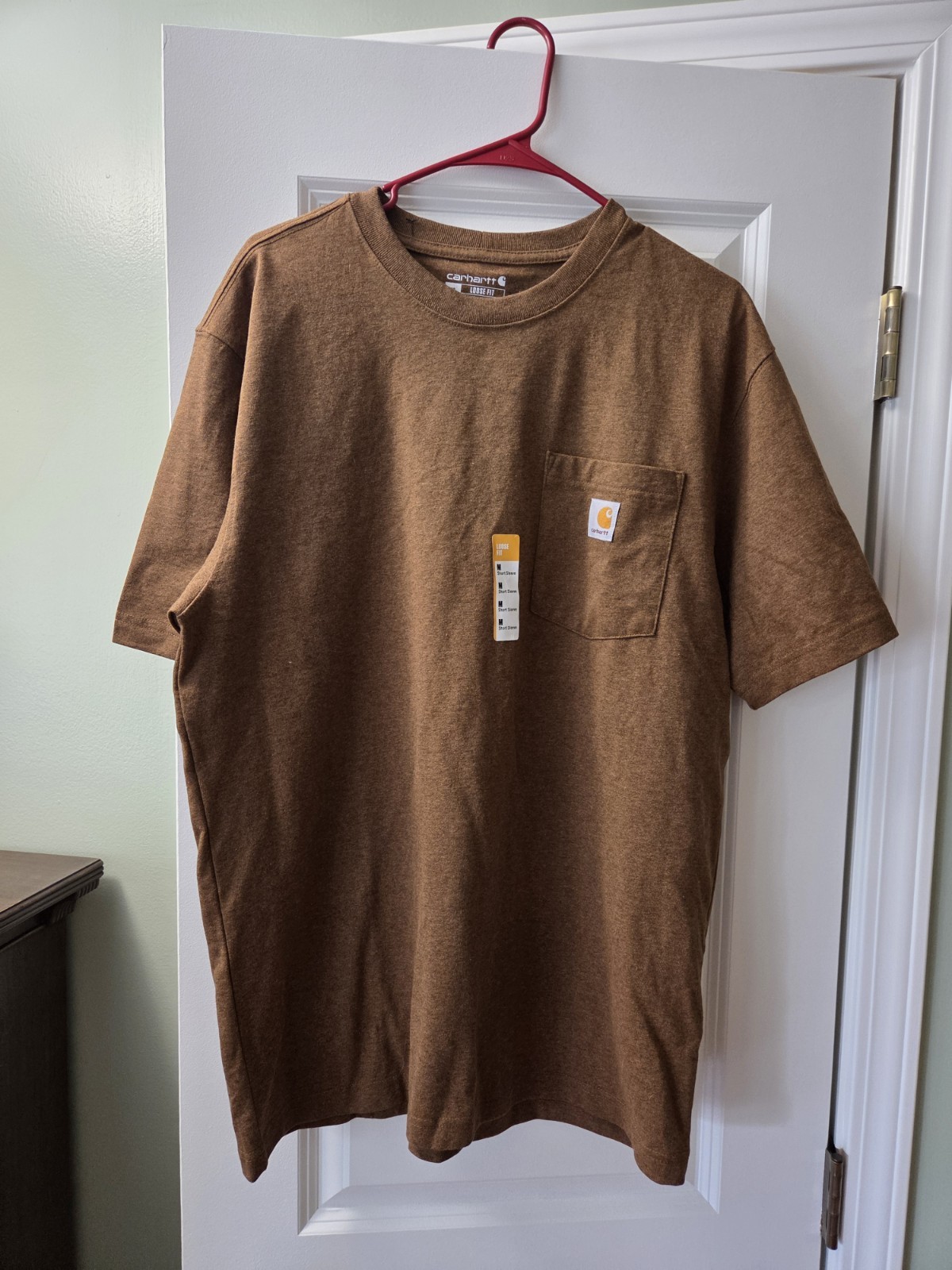 New Carhartt Men’s K87 Workwear Pocket Short Sleeve T-Shirt, Size: M, Brown