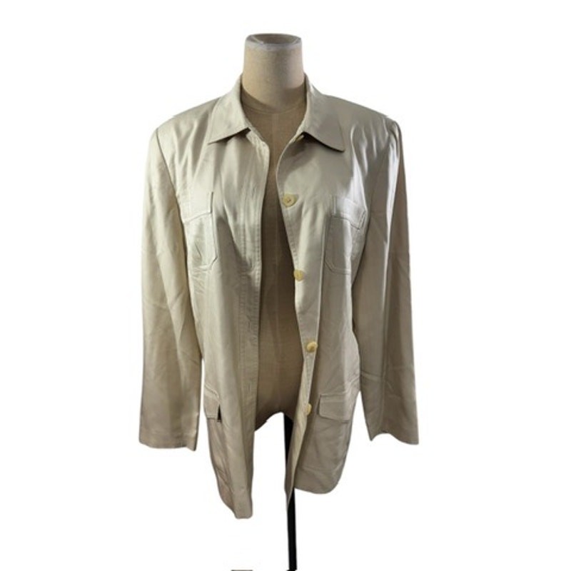“TALBOTS” 100% Silk Button Up Minimalist Safari Blazer No Size SEE MEASUREMENTS