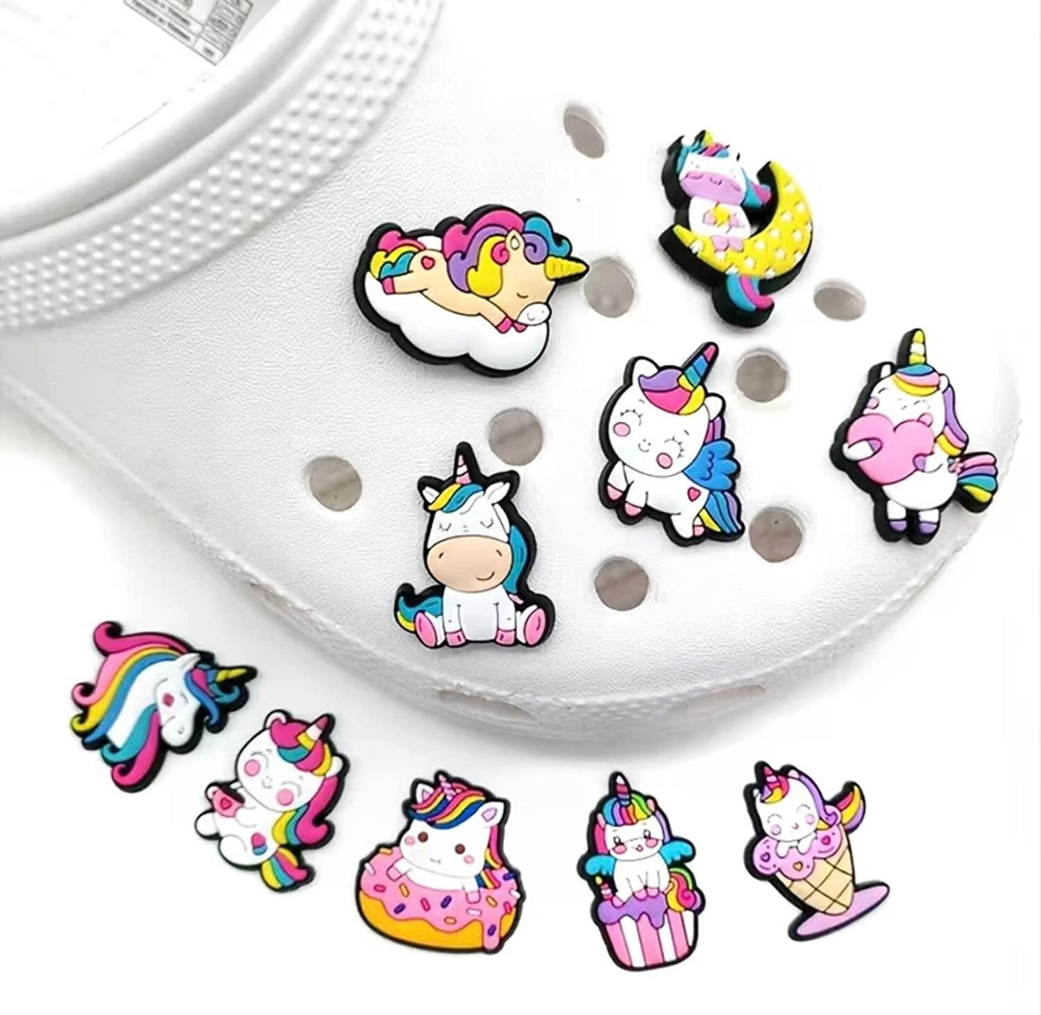 10 PCS Unicorn Croc Charms Decoration, Non-repeating Charms Accessories for Kids