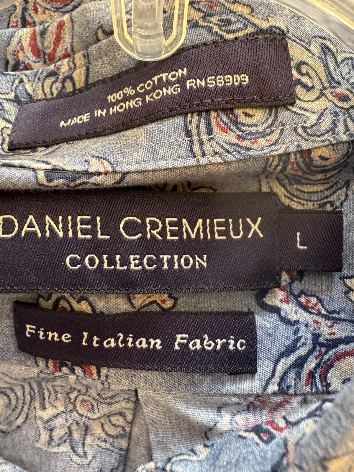 Daniel Cremieux Collection L Blue Paisley 100% Cotton Dress Shirt