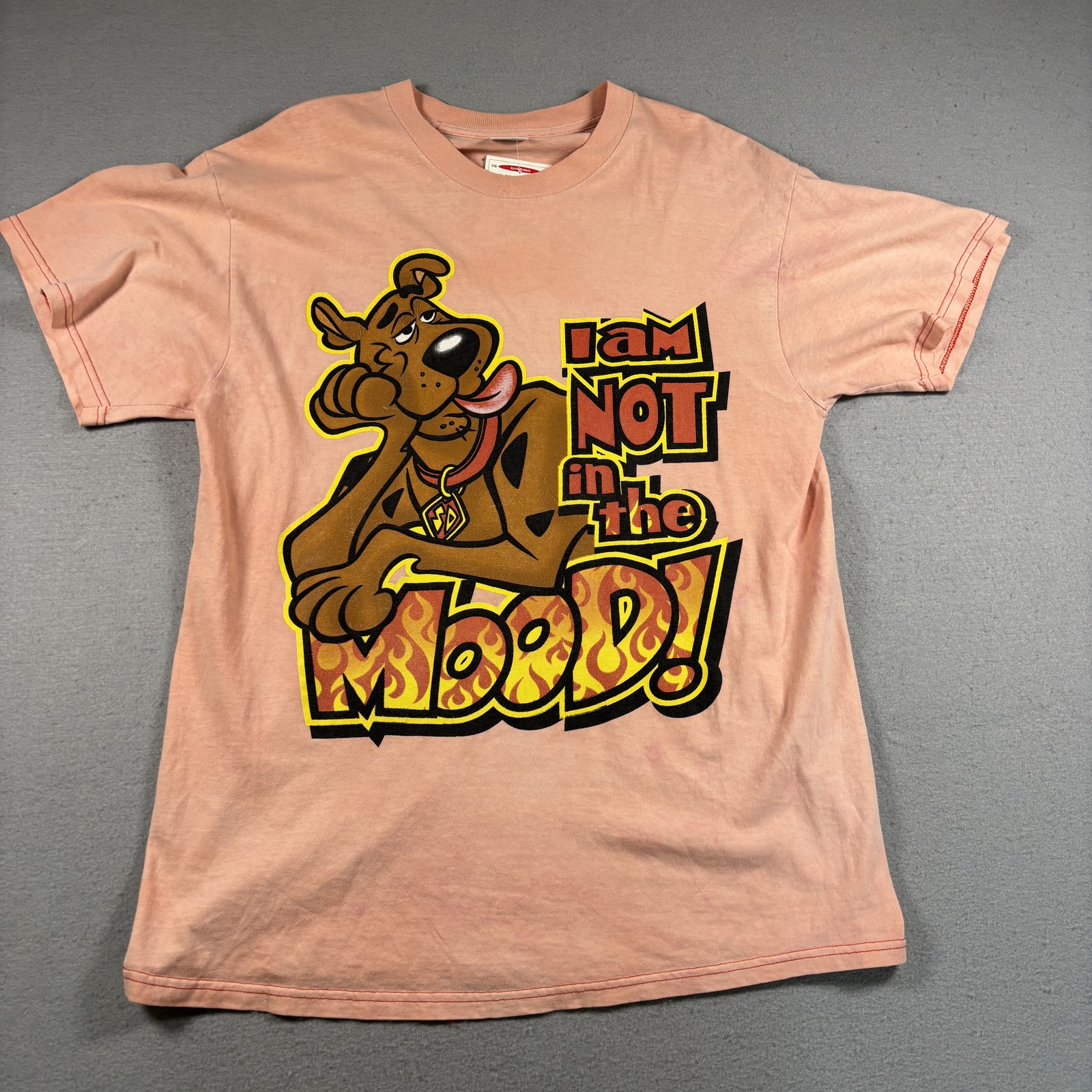 Scooby Doo T-Shirt Men’s L Pink Vintage Y2K I Am Not In The Mood Flames