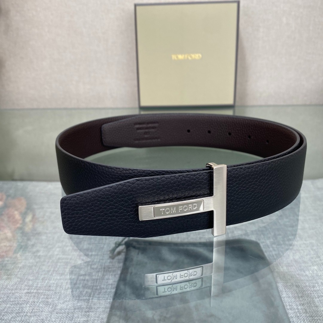 Authentic Tom Ford Reversible Leather T-Buckle Belt Luxury Designer Fashion