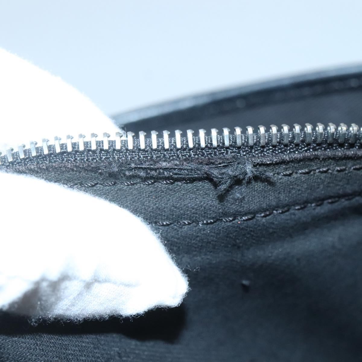 CELINE C Macadam Canvas Hand Bag Suede Black Silver Auth 138370