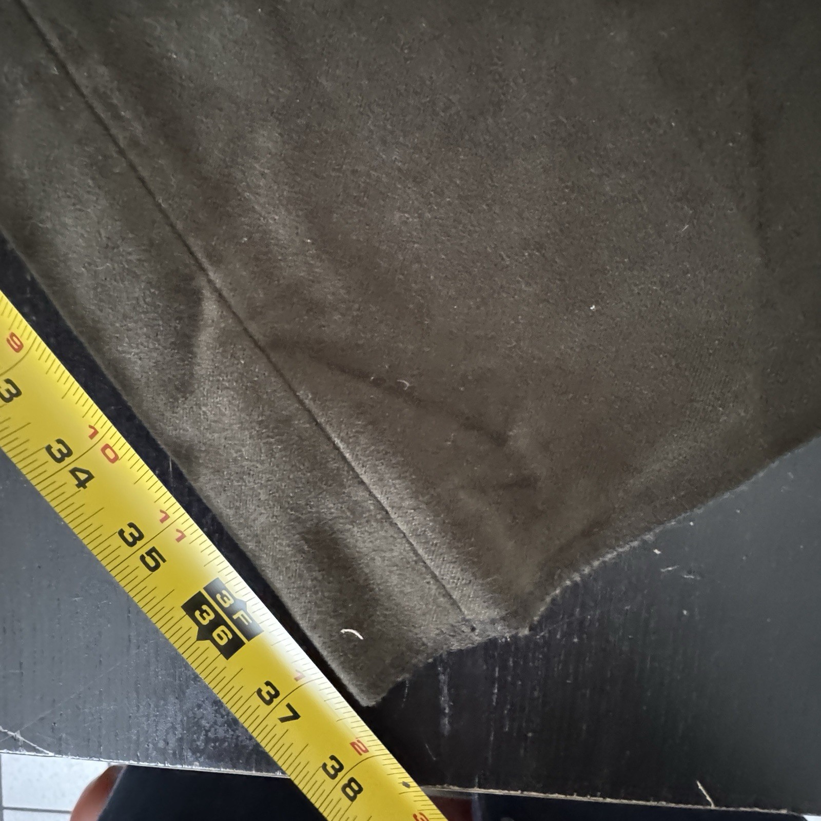 New NWT Mens Unhemmed Boden Dark Green Moleskin Pants Trousers 34