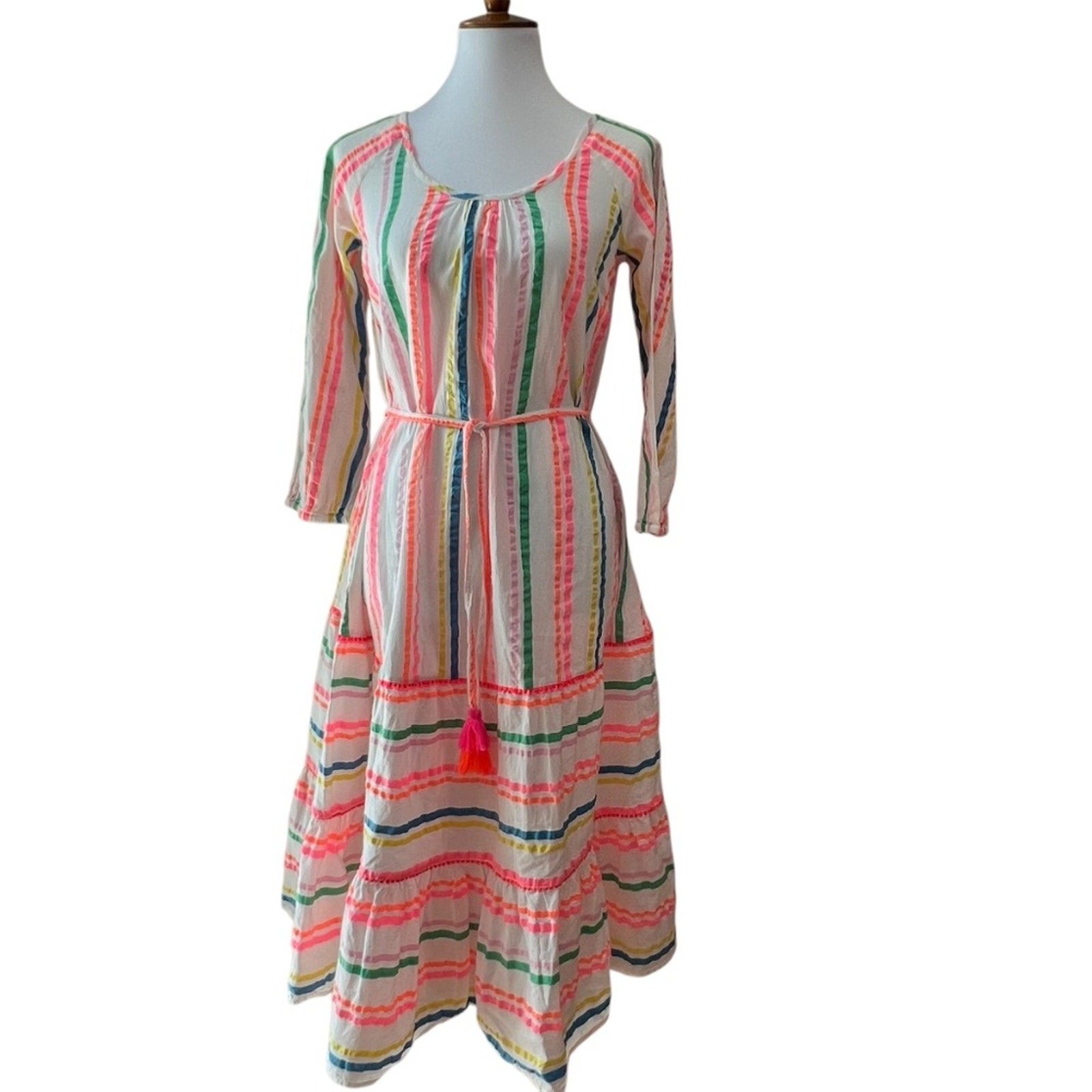 Boden Dress Small Cotton Midi dress XS Boho 2 Anthro Vacation Dress Cruise Flowy