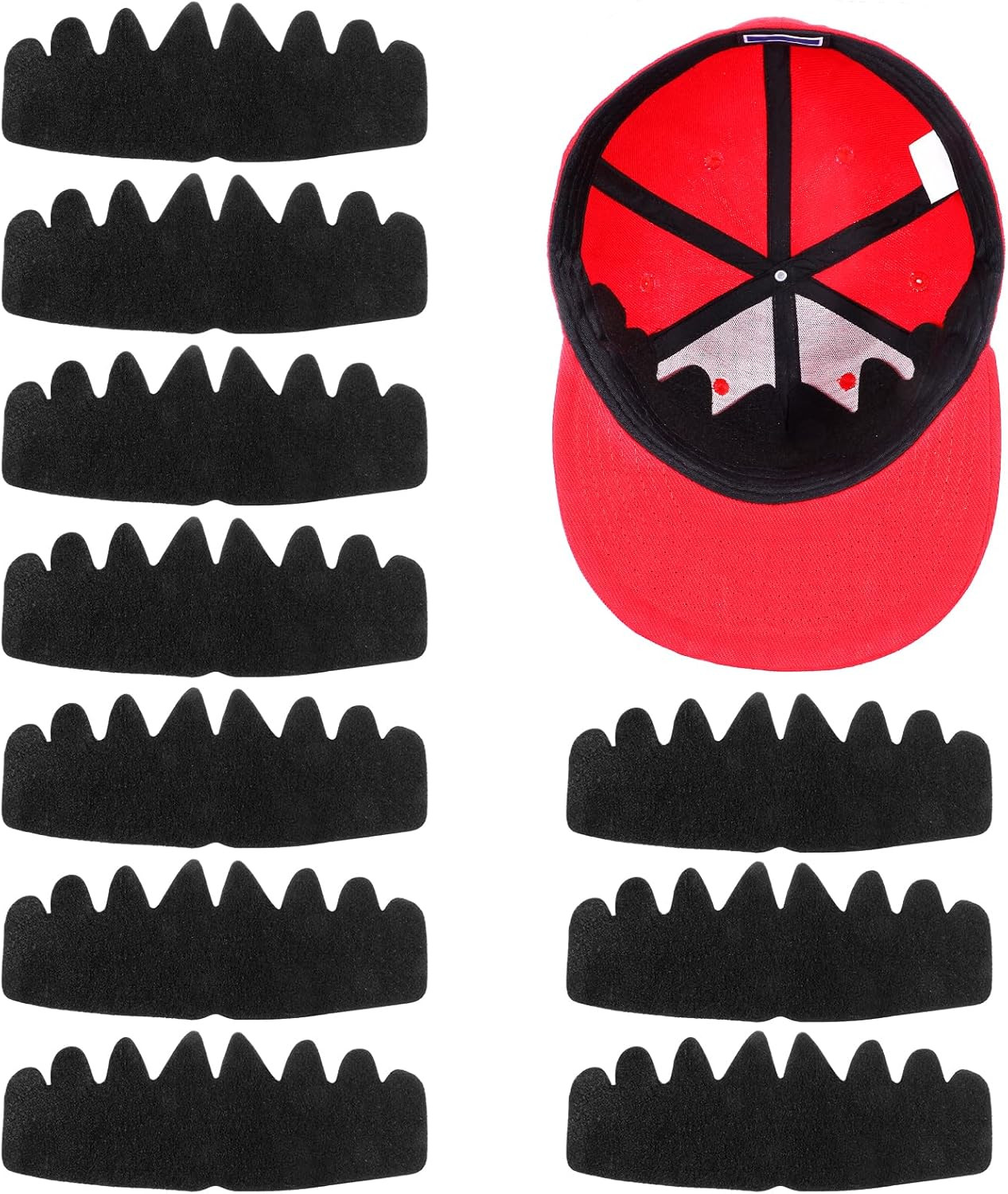 10 PCS Black Baseball Cap Inserts, Flexible Washable Hat Shaper Inserts for Base