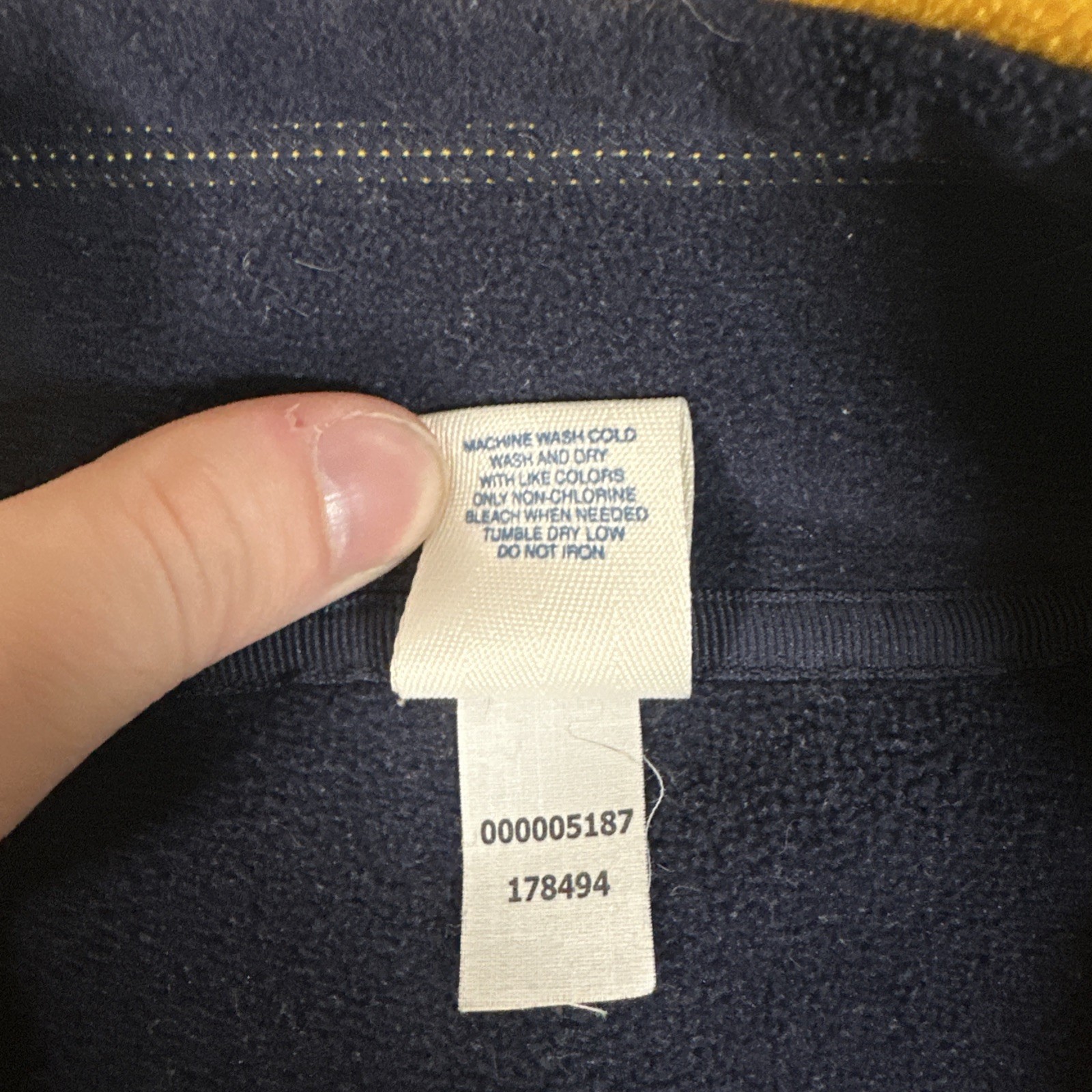 VTG Old Navy Sweatshirt Large Blue Yellow Logo Fleece Quarter Zip Pullover Y2k