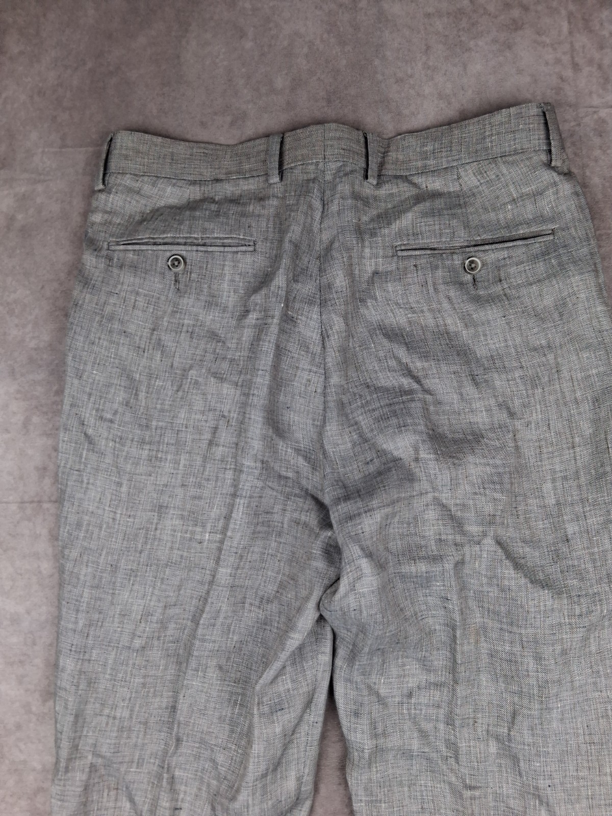 Murano Baird Mcnutt Linen Pants Men 32×32 Fit Gray Flat Front Slim Fit Trousers*
