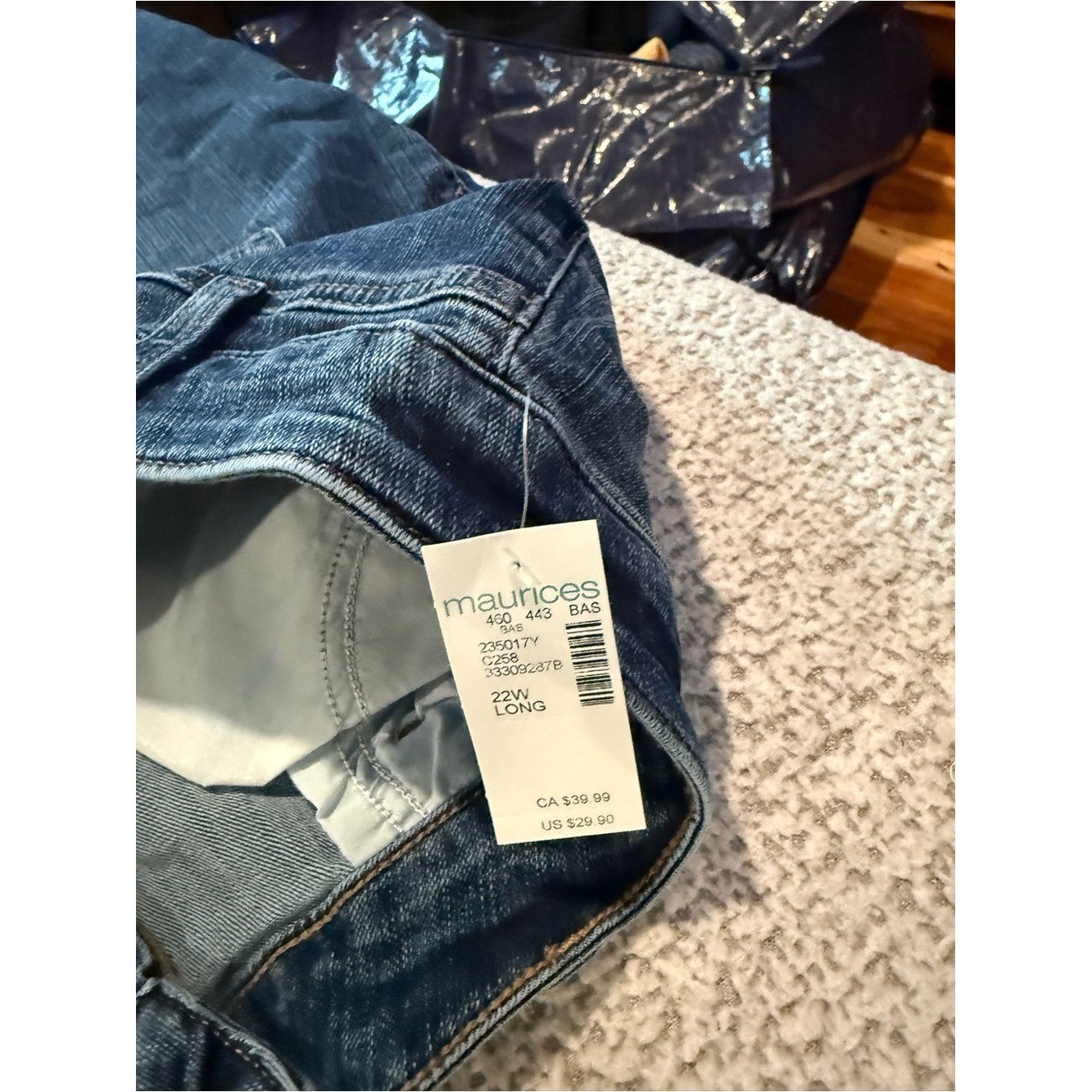👖 Maurices m jeans Slim Straight Cuffed Jeans NWT • 22W Long • Medium Wash