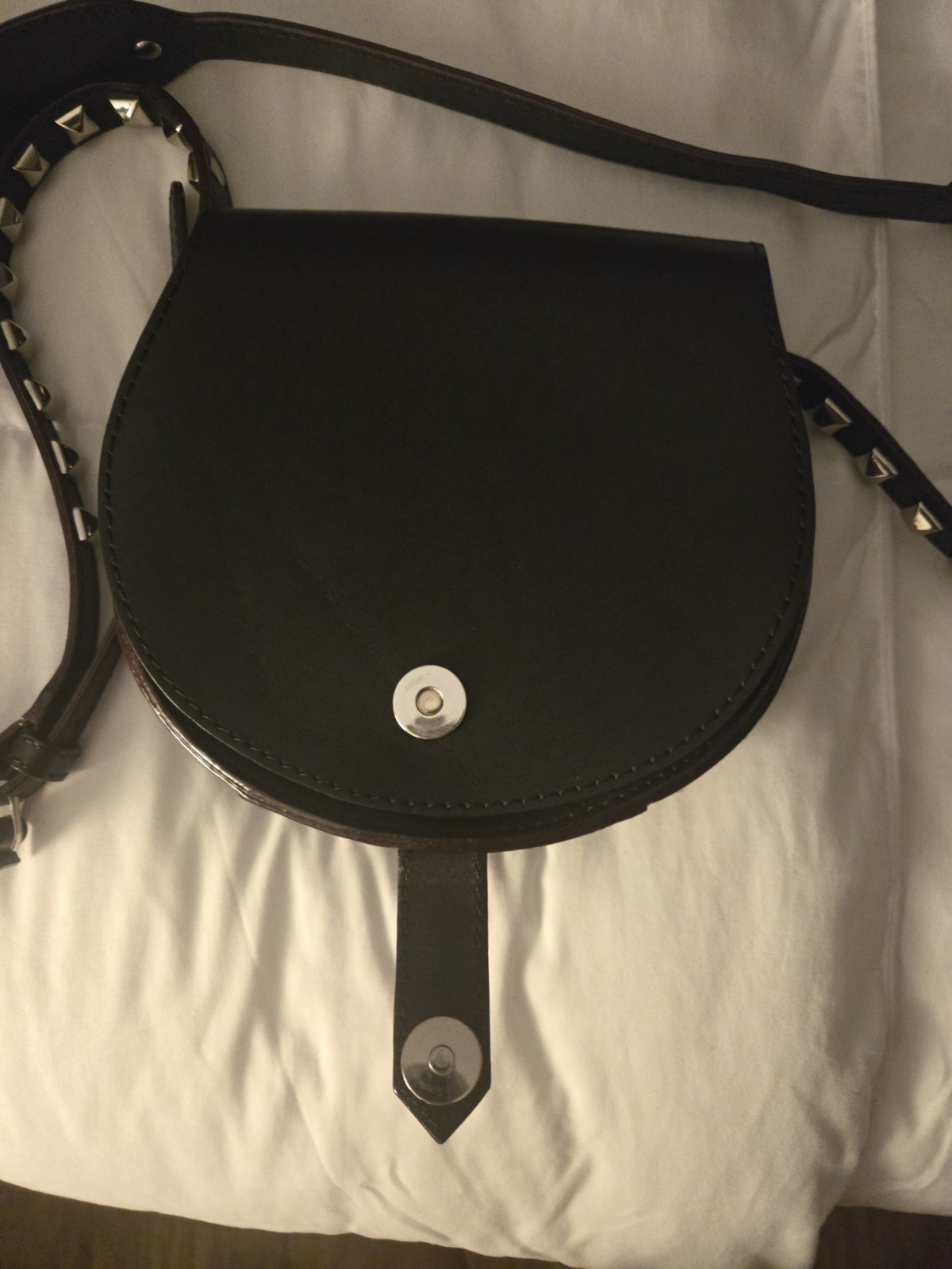 Rebecca Minkoff Black Leather Studded Mini Saddle Bag
