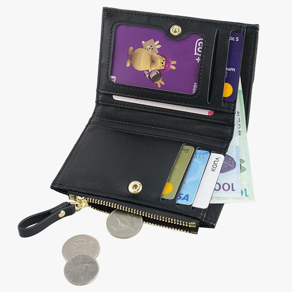 RFID Blocking Leather Bifold Wallet with Zipper Coin Pocket Lady Fashion Clutch