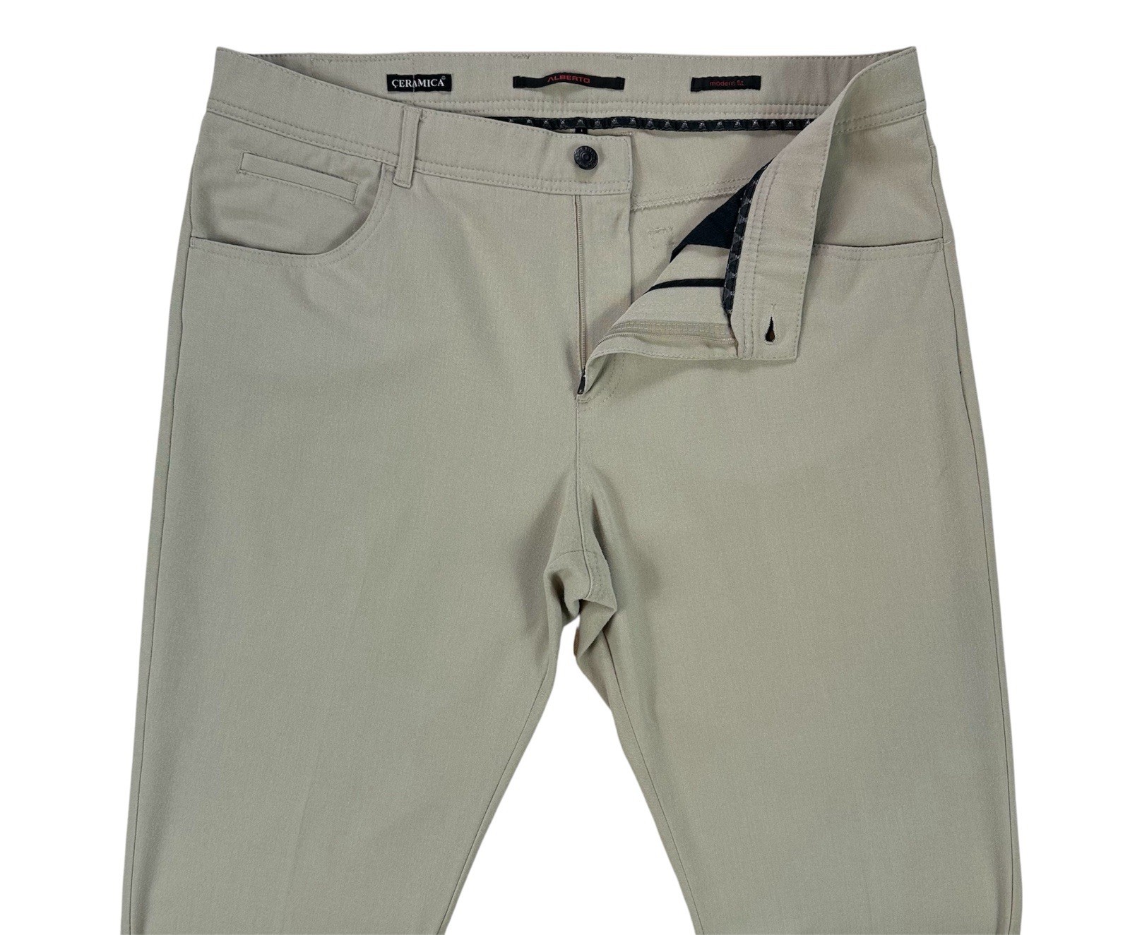 Alberto Ceramica Stone Tan Modern Fit Stretch Chino Pants Mens Size 38×29