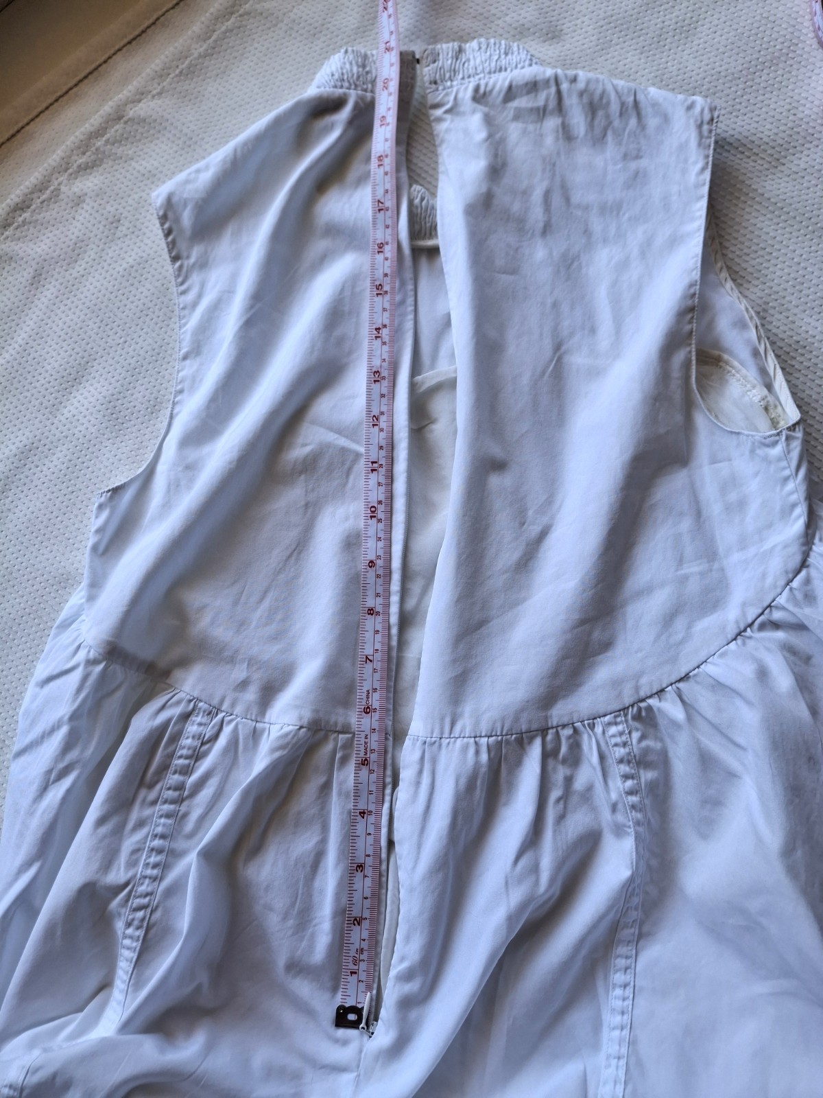 3.1Phillip Lim White Cotton Drop Waist Ruffle Midi Dress Sleeveless High Neck XS