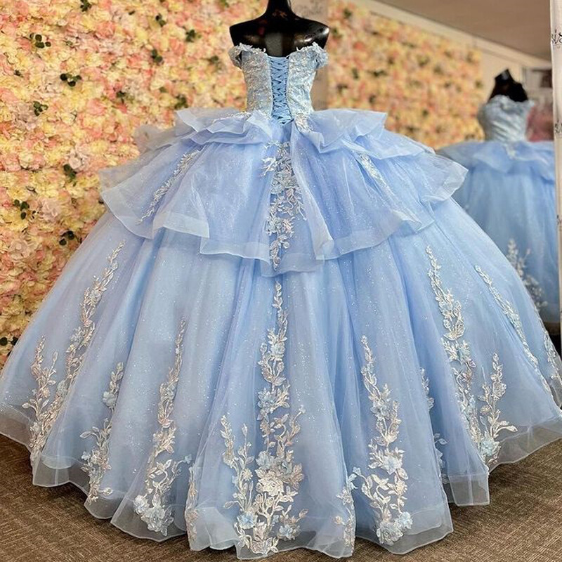 Quinceanera Off-Shoulder Dress Sweet 15 16 Birthday Party Prom Dress-