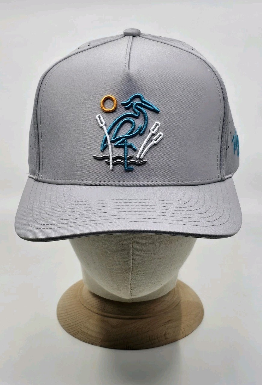 Waggle Golf Hat Great Blue OG Snapback One Size Cap Gray Performance Pelican
