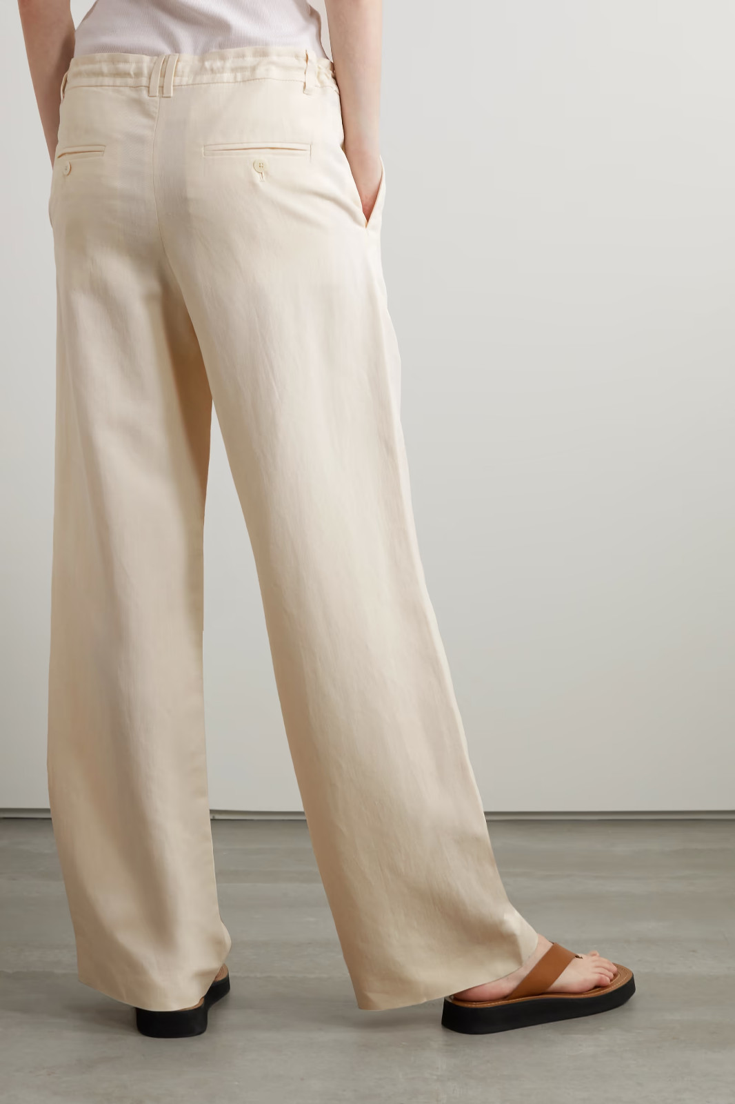 New $1290 The Row Dandy Silk & Linen-Blend Wide Leg Pants in Ivory sz 2/XS