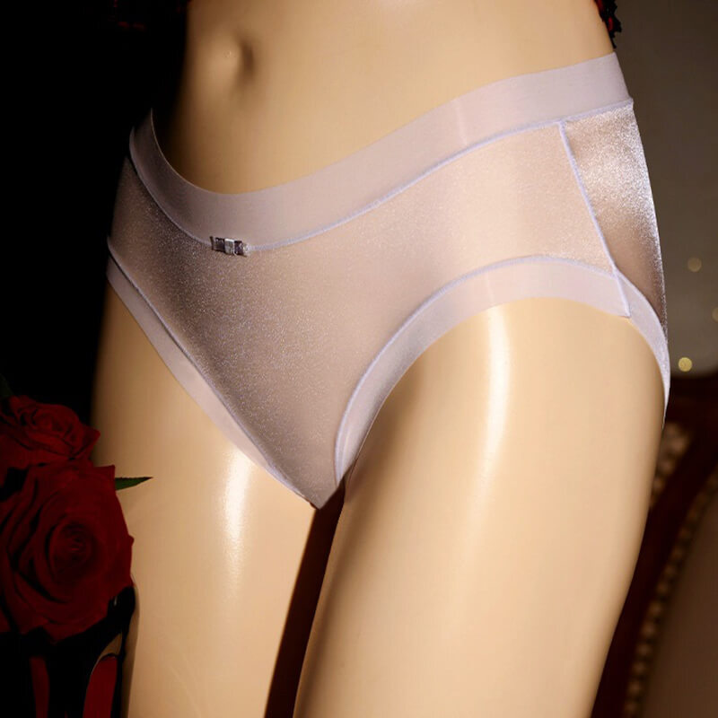 6-Pack Women Ultra-thin Sheer Briefs Underwear Silky Shiny Bikini Briefs Panties