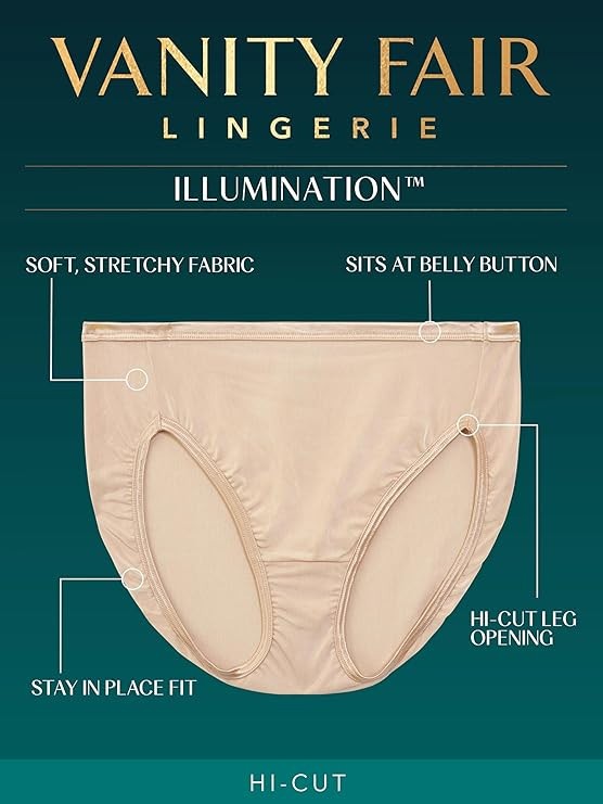 4 Pairs Vanity Fair Illumination Briefs HI-CUT Totally TAN 13108 Sz – 6 7 8