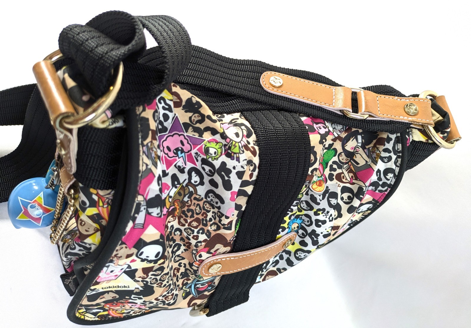 Rare tokidoki Shoulder bag Leopard w/Charm Adios 10 × 10 in Kawaii Excellent