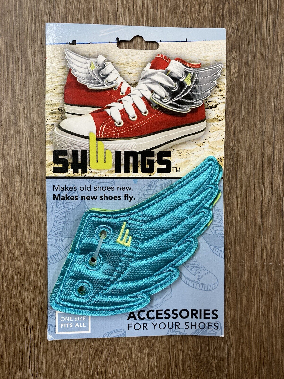 Teal Blue-Green SHWINGS Wings Shoes Accessory Charm Lace-Up *Discontinued* Foil