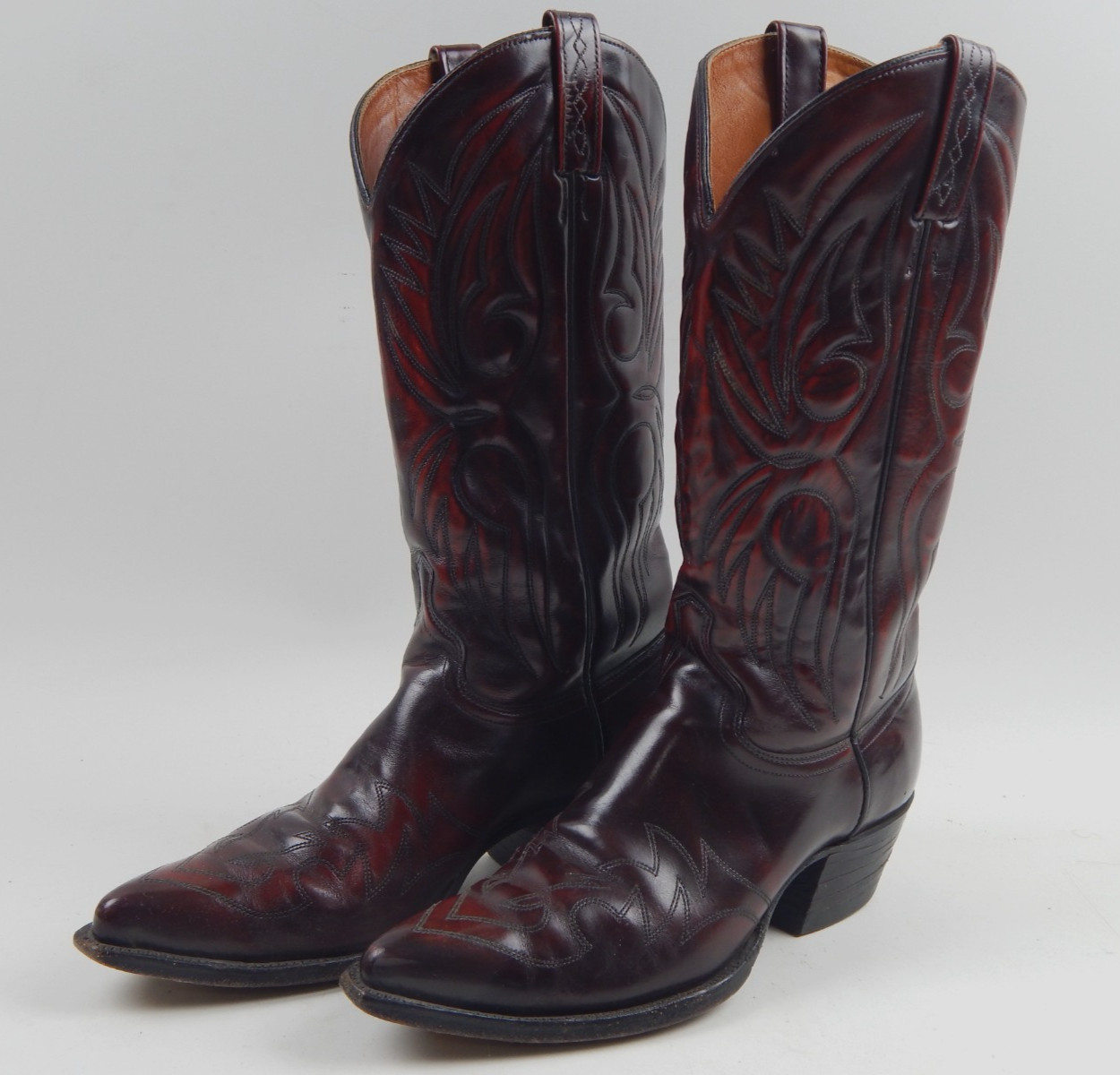 VTG J Chisholm Handcrafted Western Boots Style 990 Oxblood Black Cherry Men’s 8D