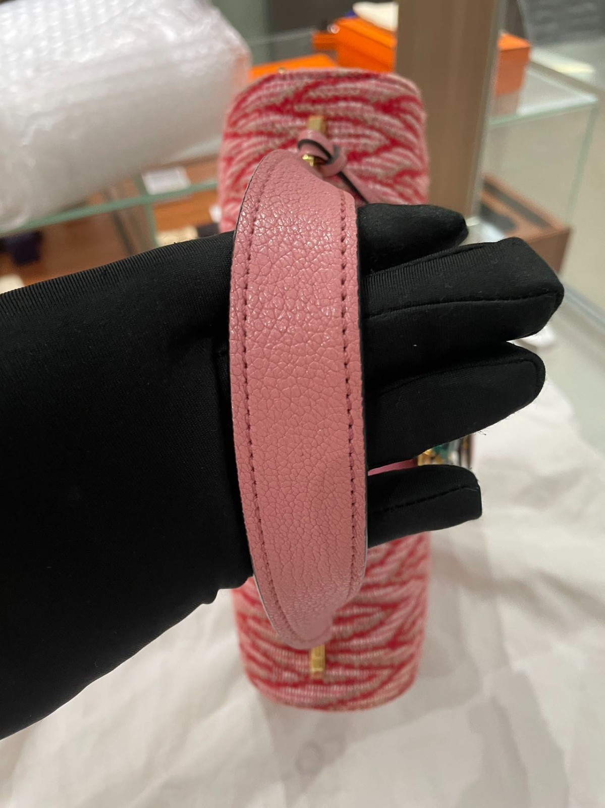 Miu Miu Mini Sunflower Gem Shoulder Bag Pink Leather Italy