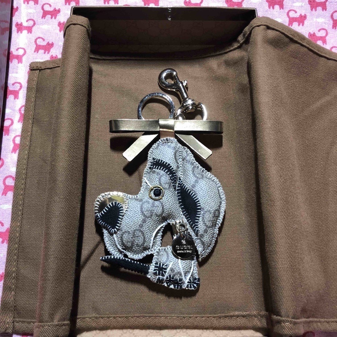 Gucci Auth Guccoli Great Dane Ulisse Dog Charm Key Ring Leather 18 cm 7.1″ Used