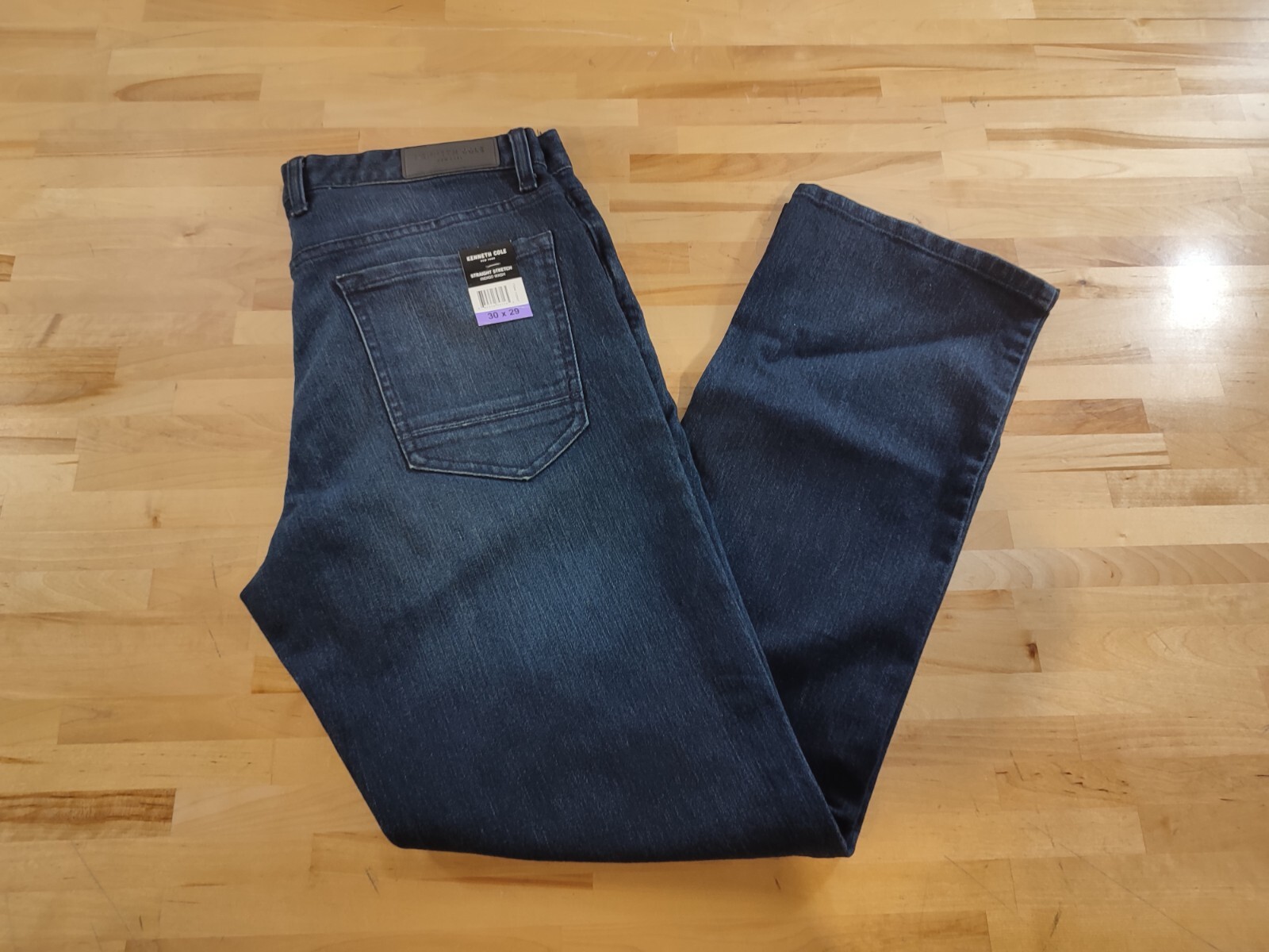 Men’s Kenneth Cole Indigo Wash Straight Stretch 5 Pocket Jeans 30Wx29L