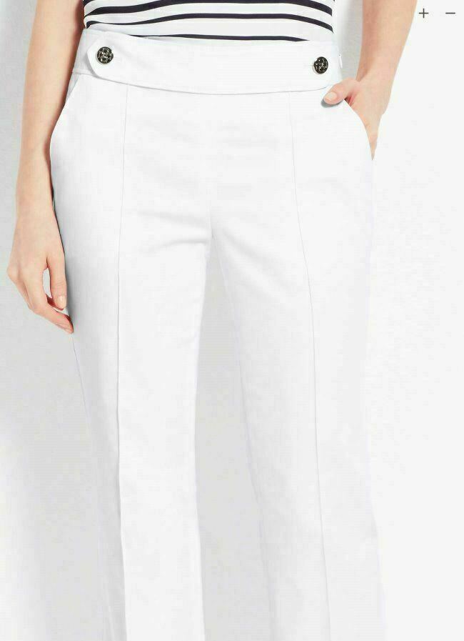 NWT Ann Taylor White Nautical cruise waist tab Dressy stretch women’s Pants