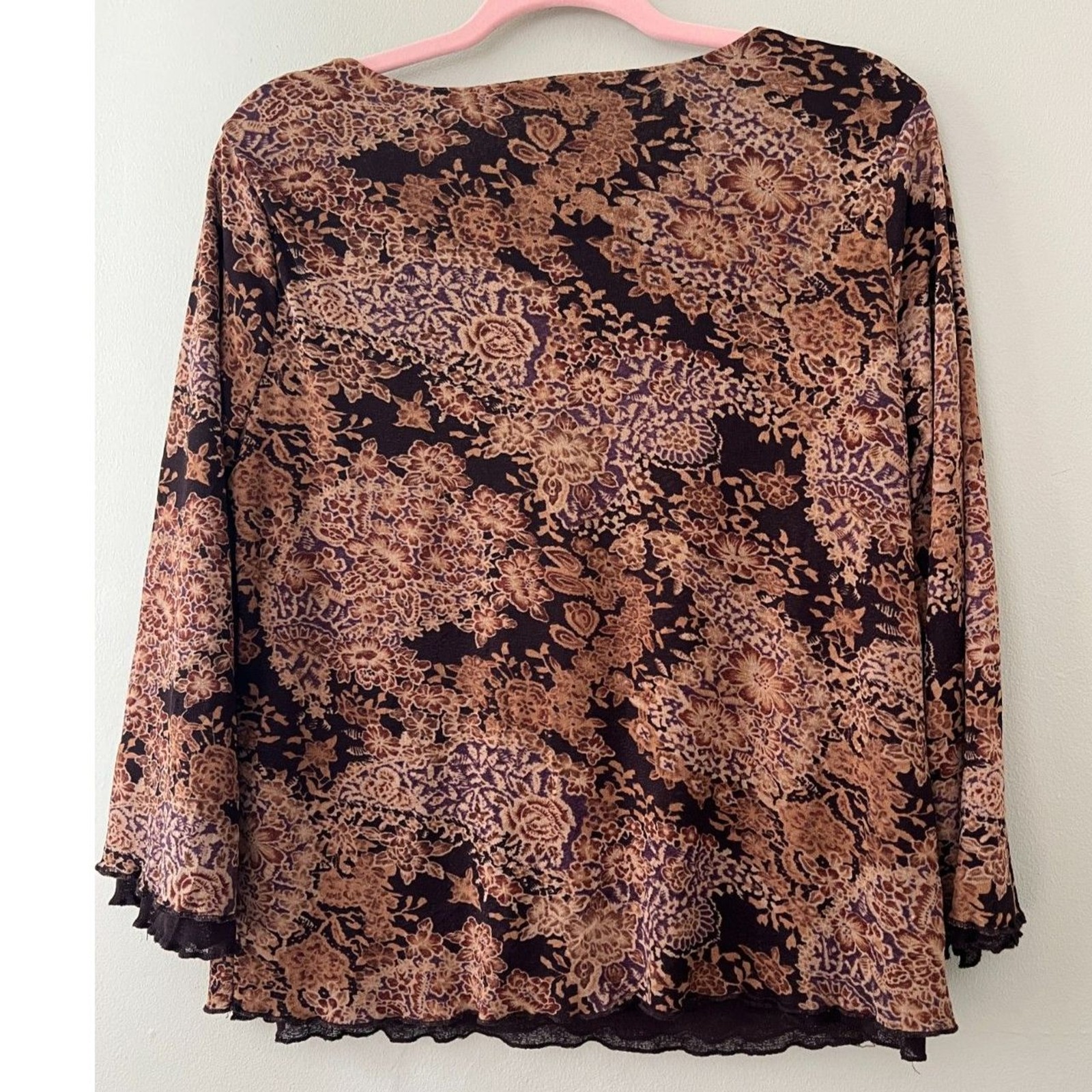 White Stag Vintage Paisley Long Sleeve Work Blouse Size Large