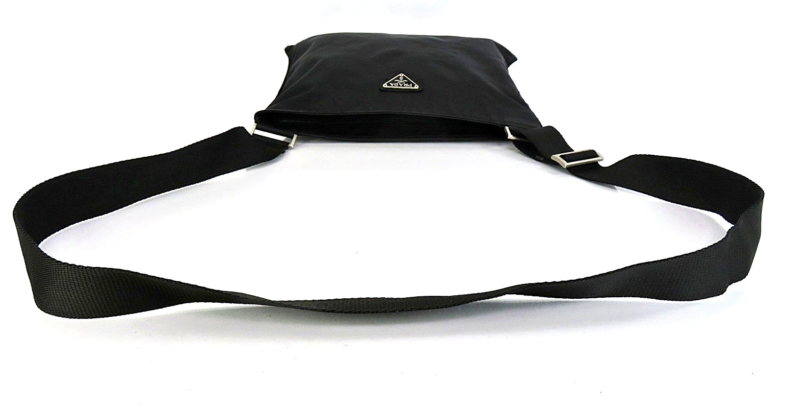 Authentic PRADA Black Nylon Small Shoulder Crossbody Bag Purse #64680