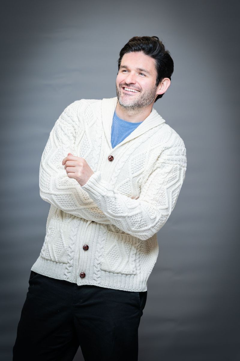 Men’s Cardigan Aran Knit Shawl Collar Casual Irish Sweater