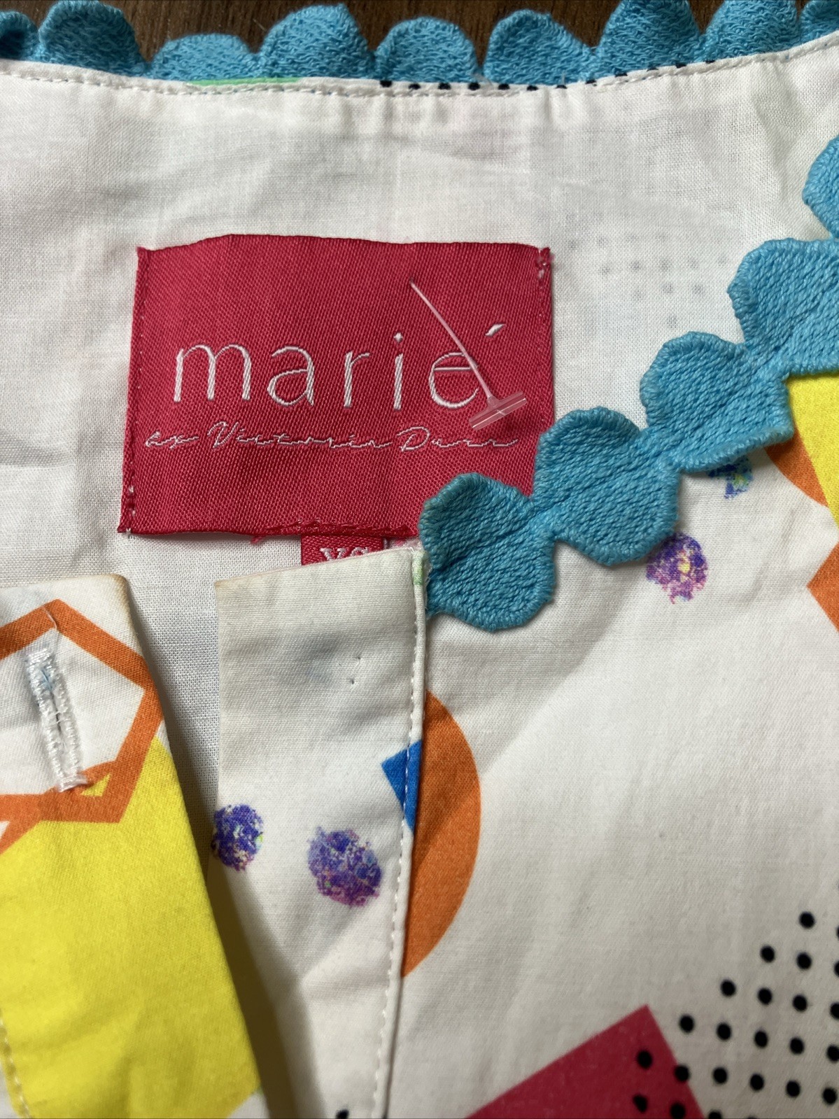 Marie By Victoria Dunn Multi Color 80s Patterns Midi Dress XS