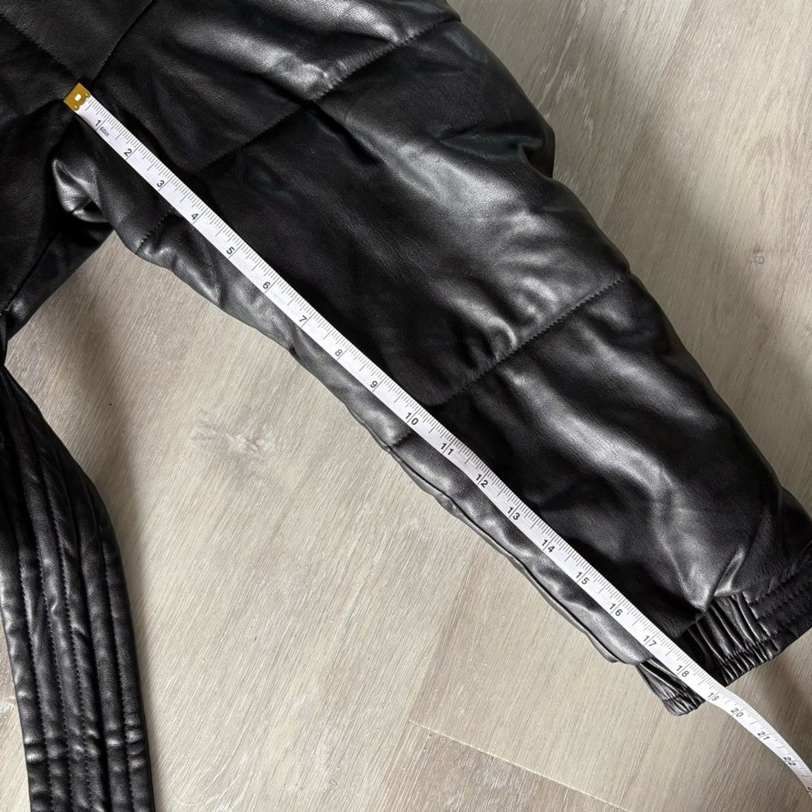 Warm Puffy Belted Black Coat Removable Hood Snap and Zipper Closures Size S