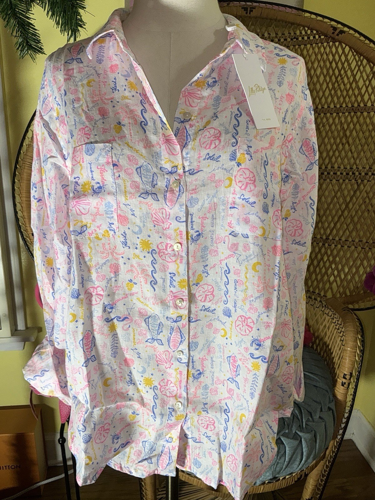 Lilly Pulitzer NWT Sea View Button Down Top Summer Serenade Size L,XL,XXL