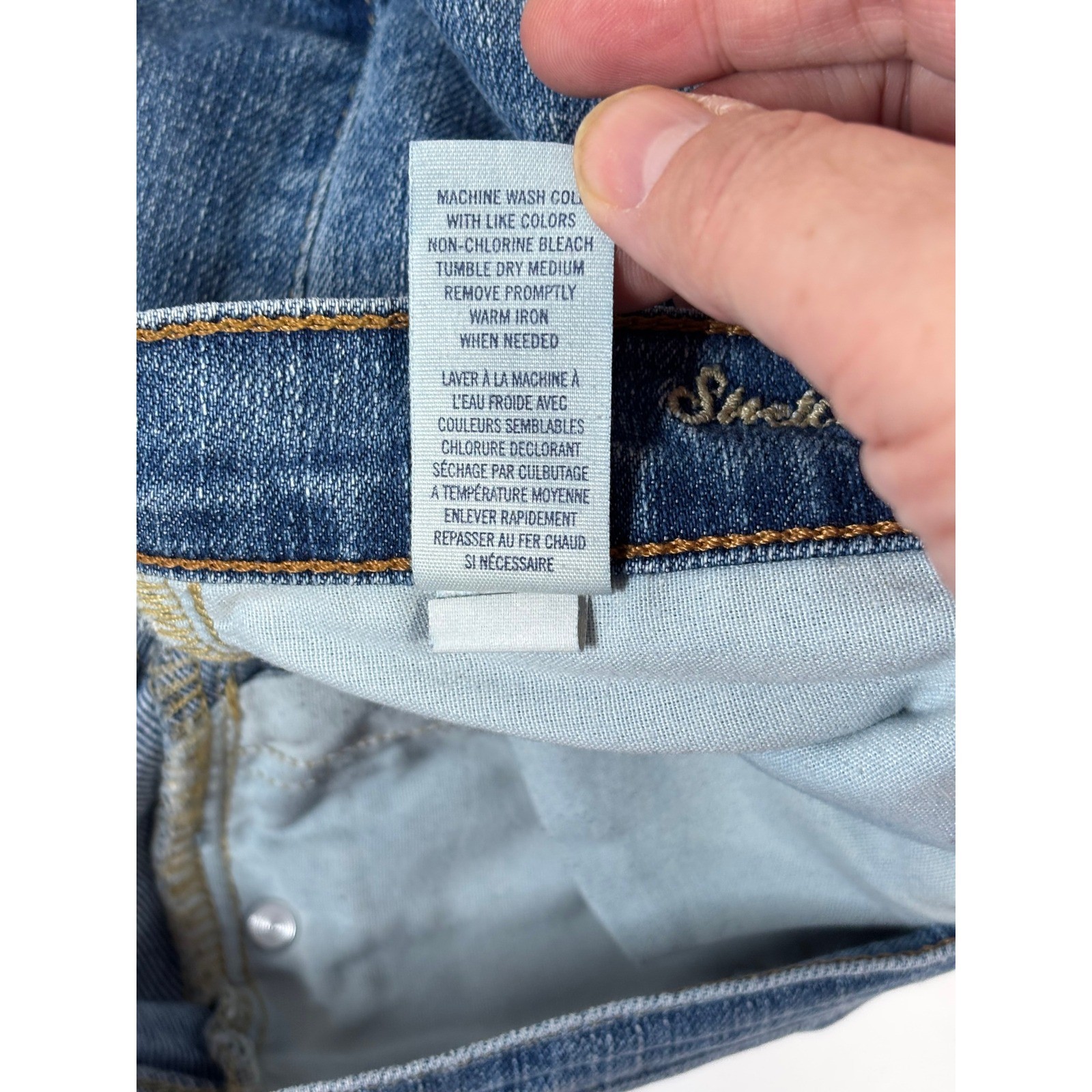 American Eagle Stretch Skinny Flare Jeans Medium Wash Blue Denim Womens 8 Long