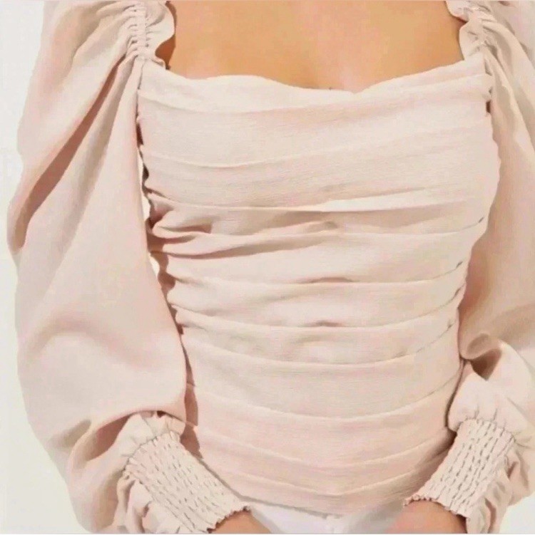 NEW ASTR Puff Long Sleeve Blouse Off Shoulder Blush Sz XL Smocked Cottagecore