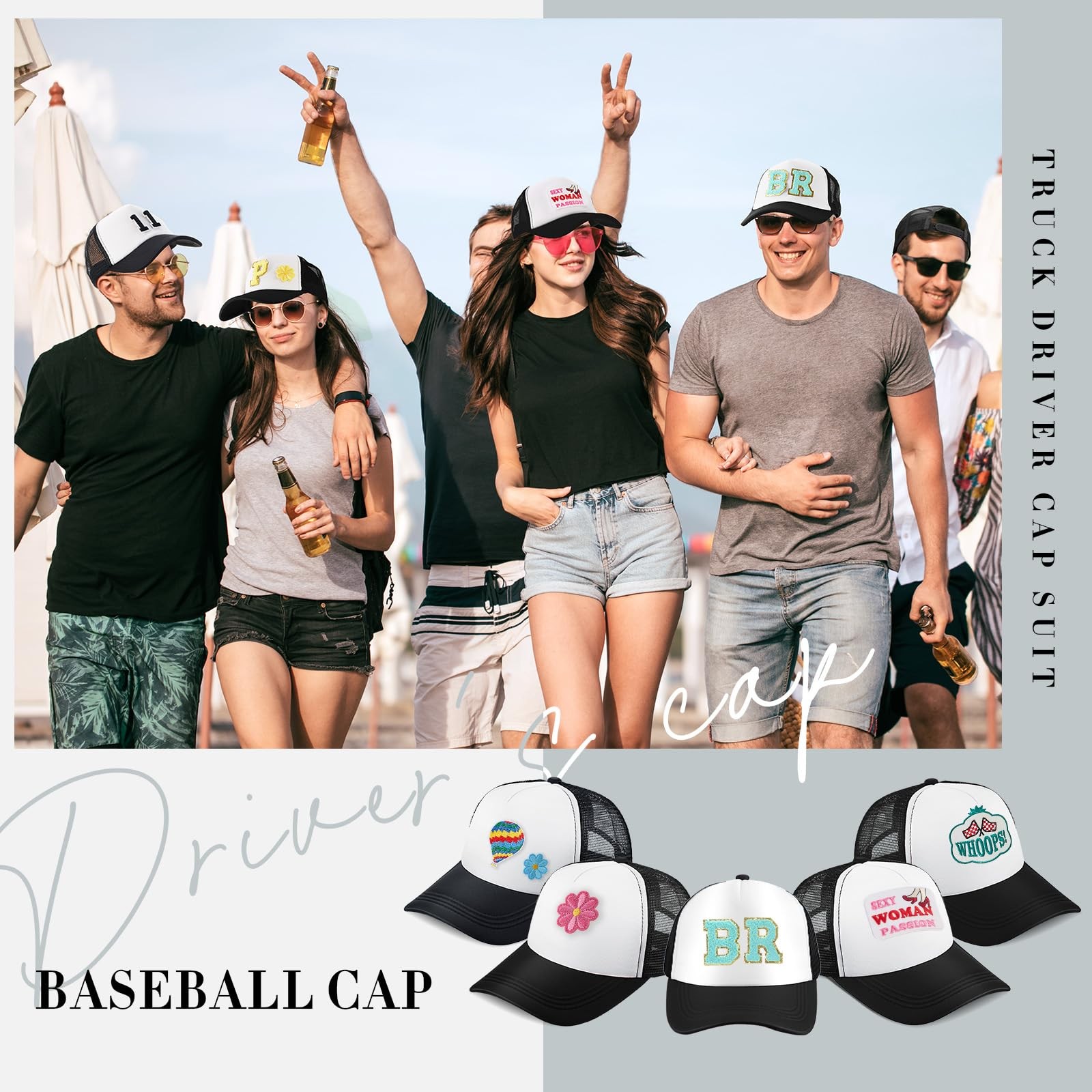 Hercicy 12 Pack DIY Trucker Hats Kit, Sublimation Blank Baseball Caps with 12…