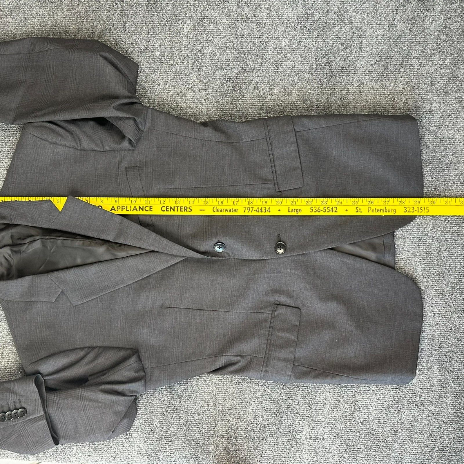 Theory Chambers Model Solid Gray 2-Btn Wool Stretch Blazer Jacket 38S