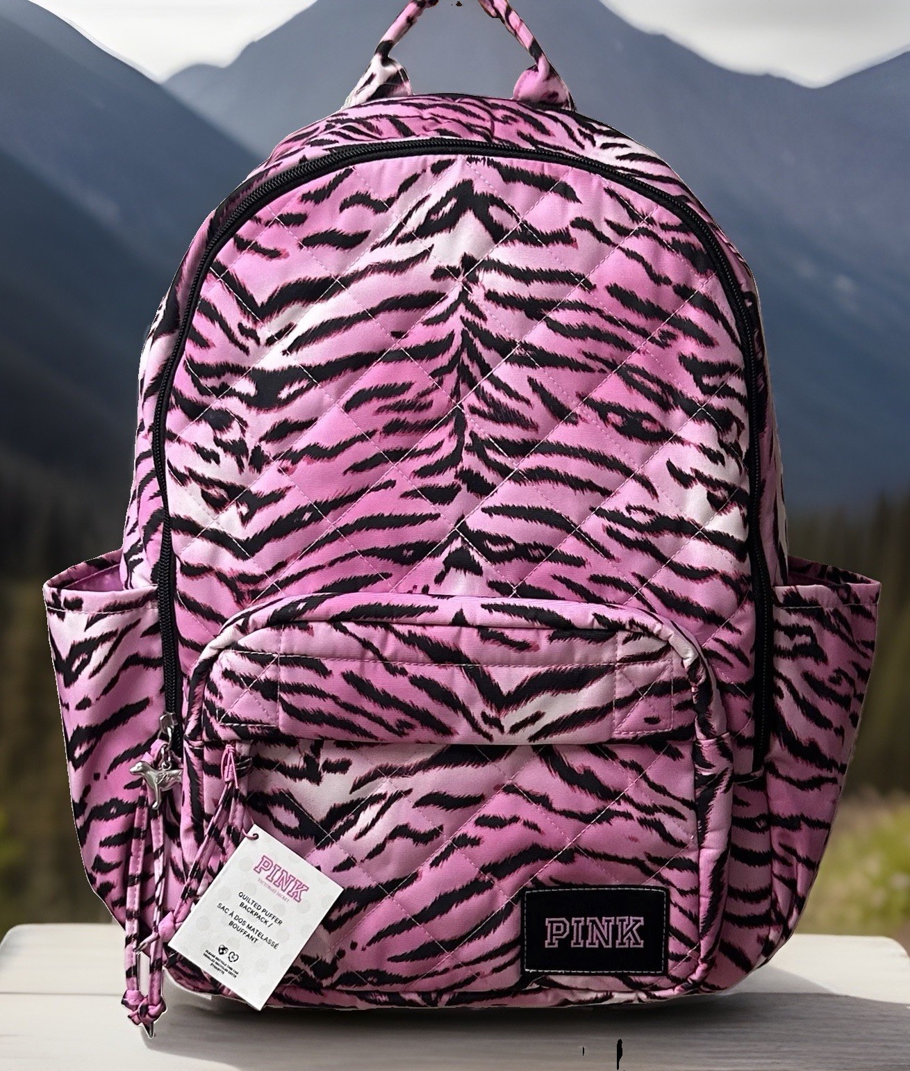 Victorias Secret Pink Quilted Backpack Bookbag In Pink Zebra New 2026