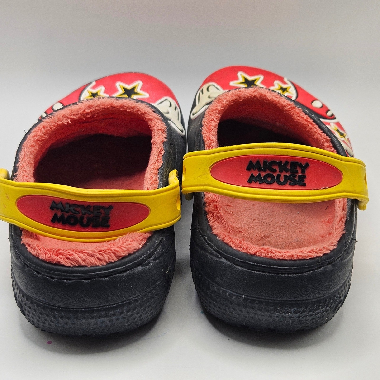 Disney Mickey Mouse Crocs Toddler C11 Fleece Lined Clogs Black Red Yellow