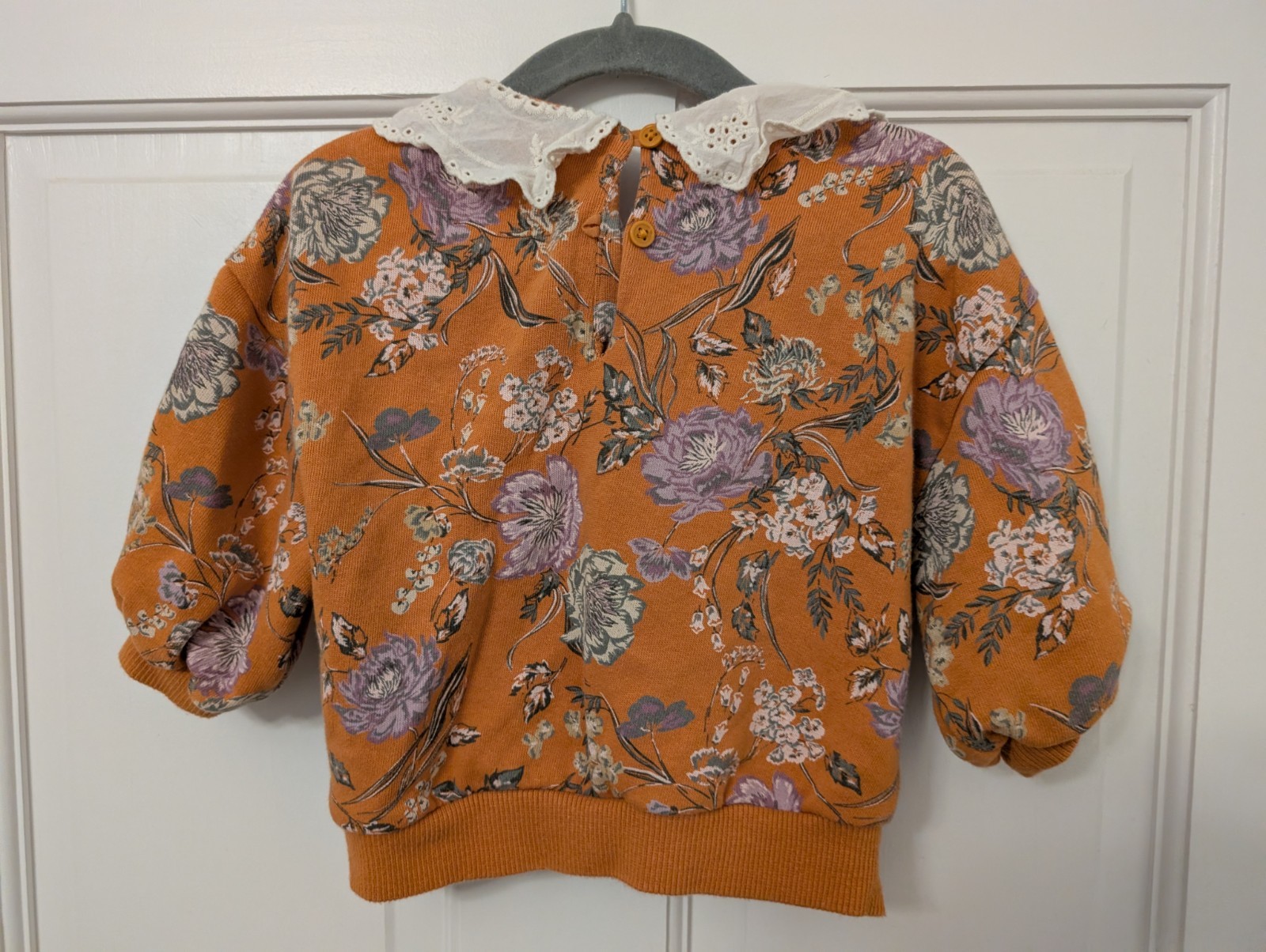 Floral Sweatshirt Peter Pan Collar Puff Sleeves 9-12 Months