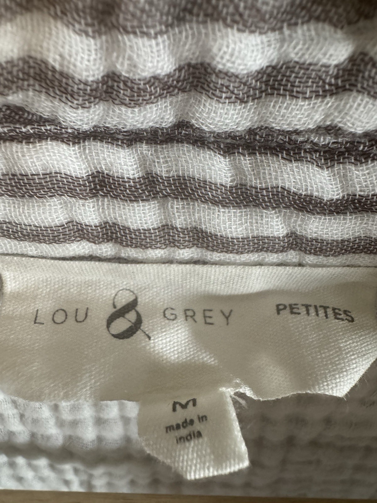 Lou & Grey Med Striped Triple Cloth Shirt & Wide Leg Pant 100% Cotton Lounge Set